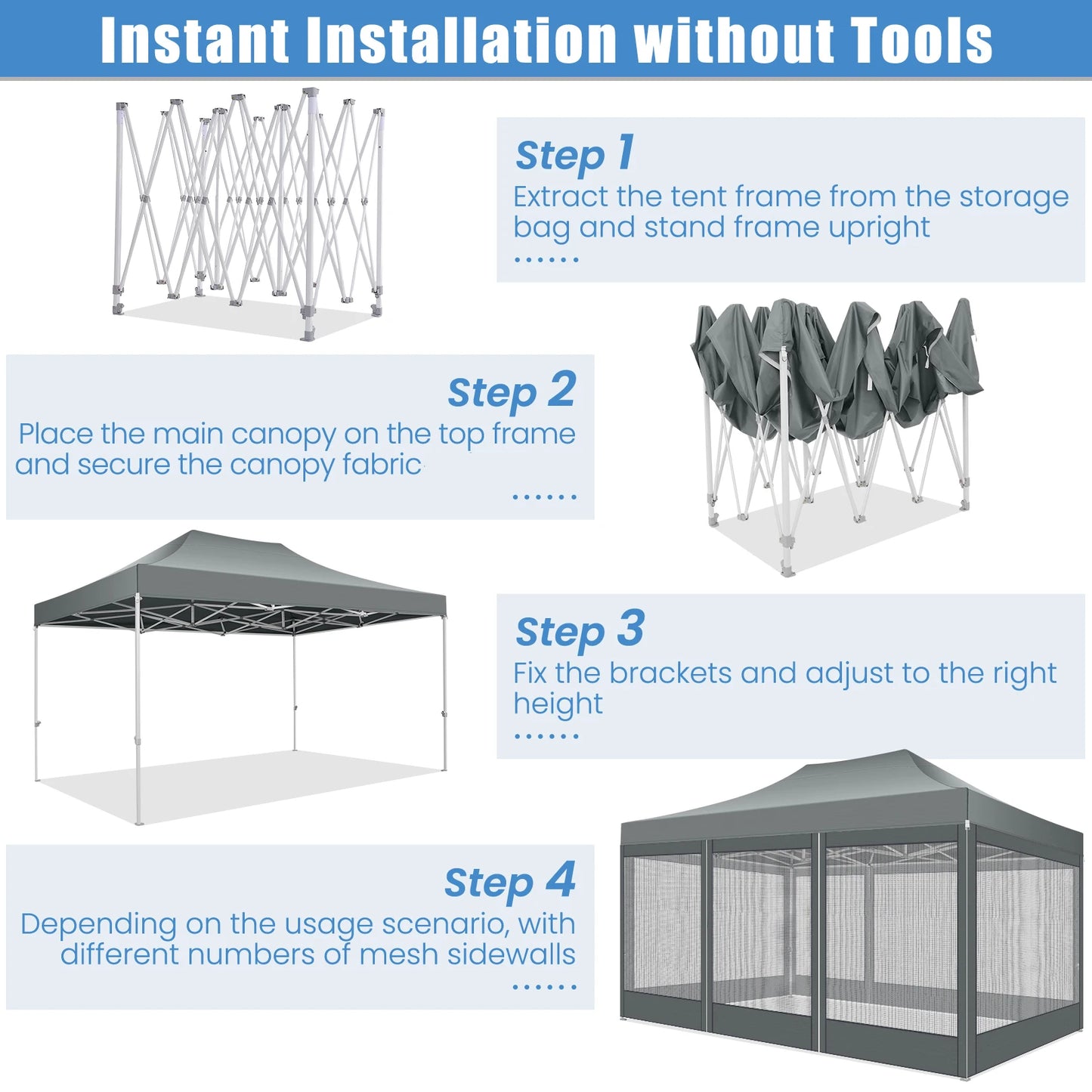 HOTEEL Heavy Duty Pop Up Gazebo With Mosquito Netting Walls