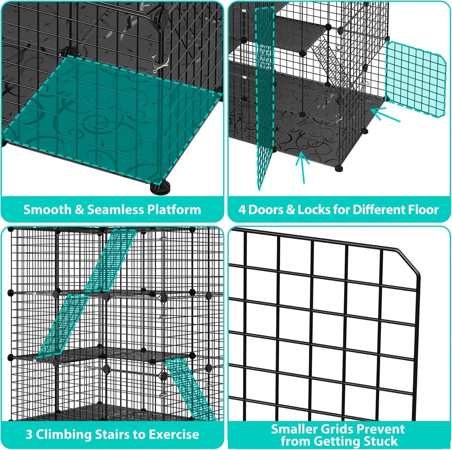4 Tier Cat Cage Indoor Playpen With Hammock For Cats
