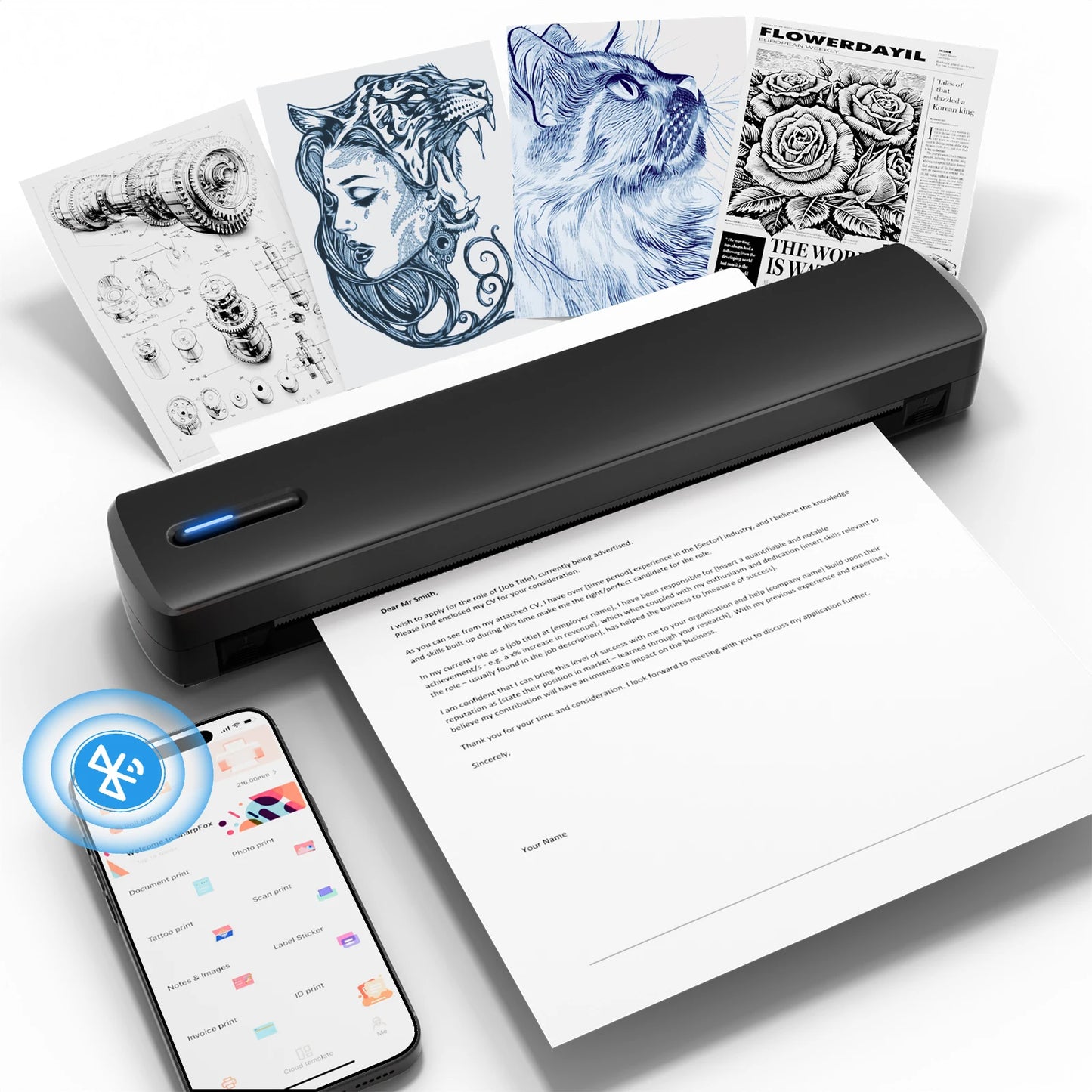 TakeYou Portable Wireless Inkless Thermal Printer Bluetooth 300DPI