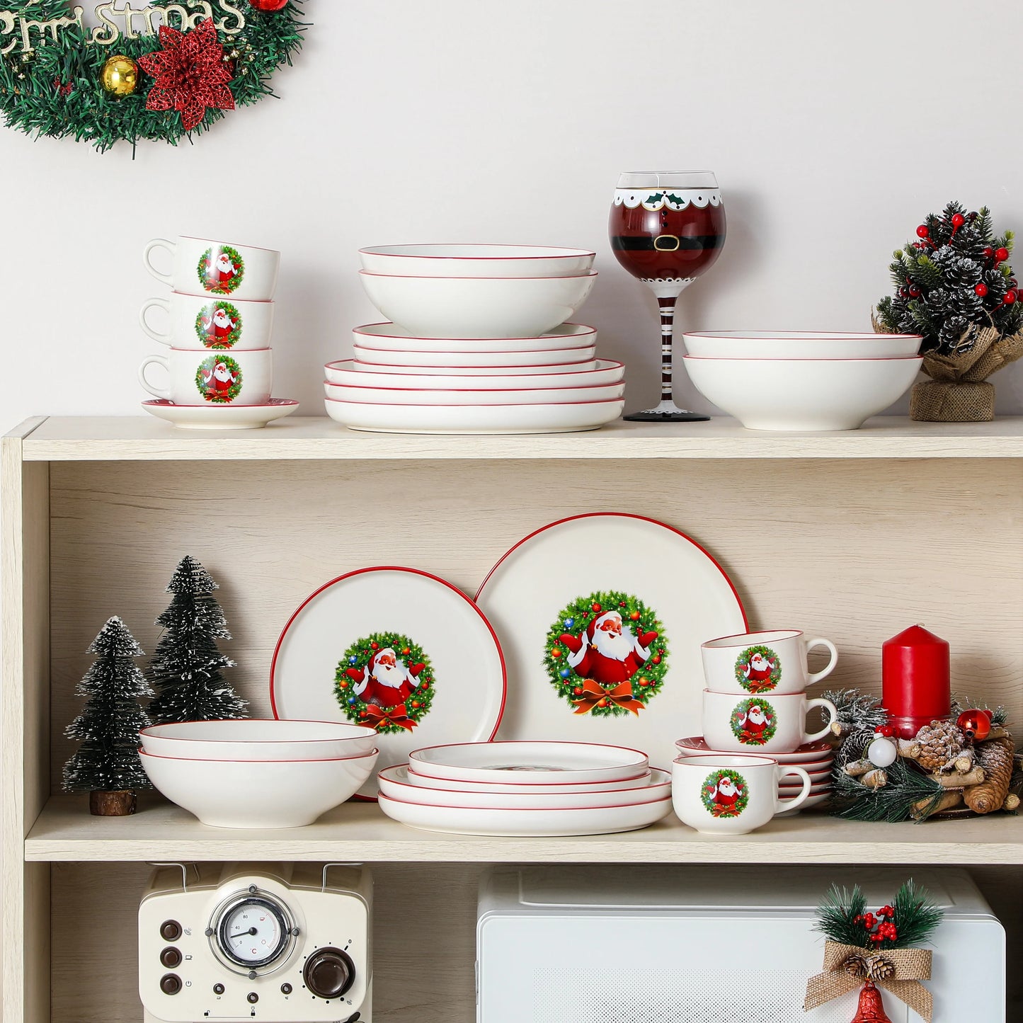 Malacasa Christmas Tree Ceramic Dinnerware Tableware Set