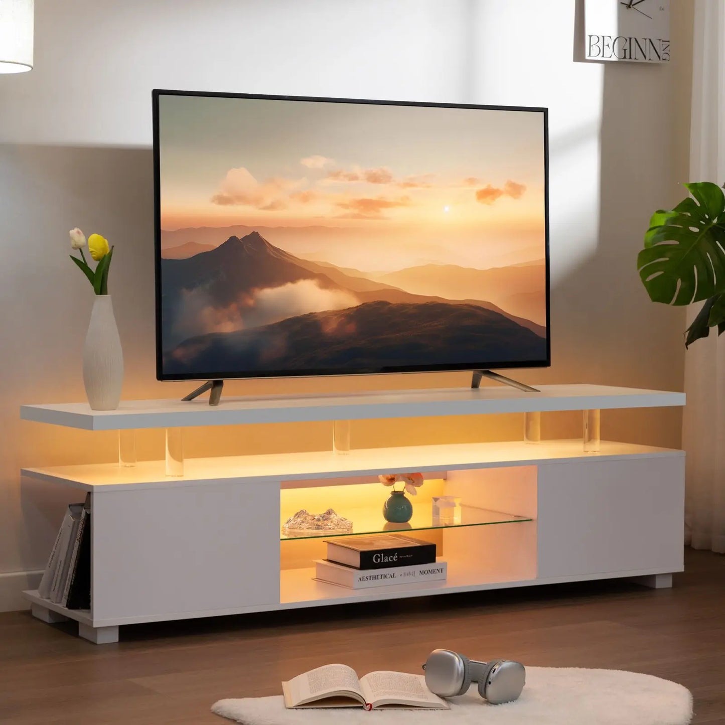 Cubehom LED TV Stand Entertainment Center With Storage