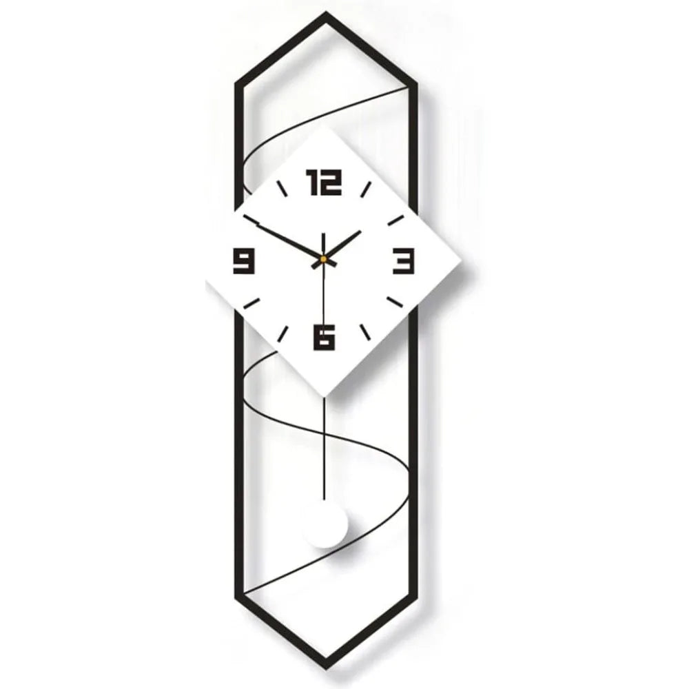 Swing Quartz Silent Wall Clock Metal Modern Pendulum Decor Clock