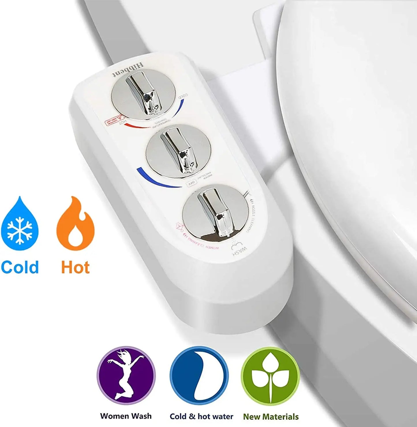 Hibbent Toilet Seat Bidet With Dual Nozzles Self Cleaning