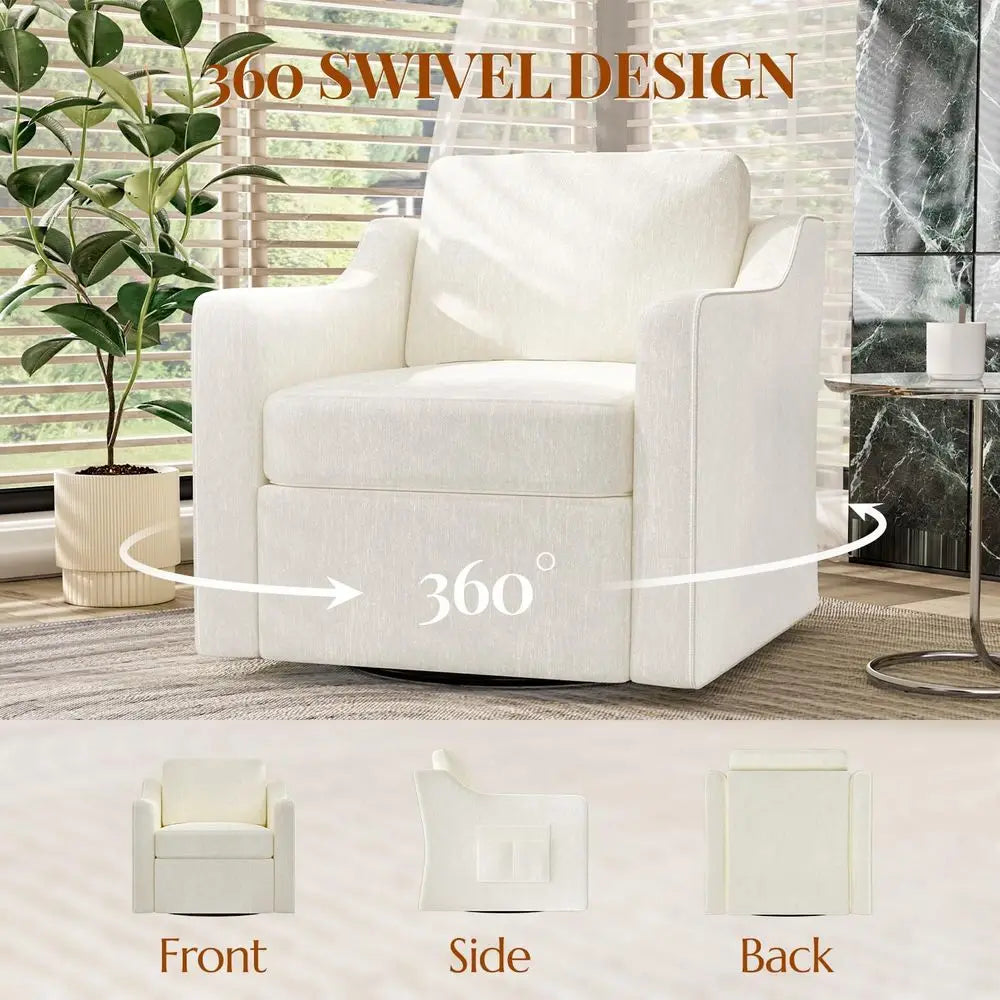 Contemporary Upholstered Chenille Swivel Accent Chair Set
