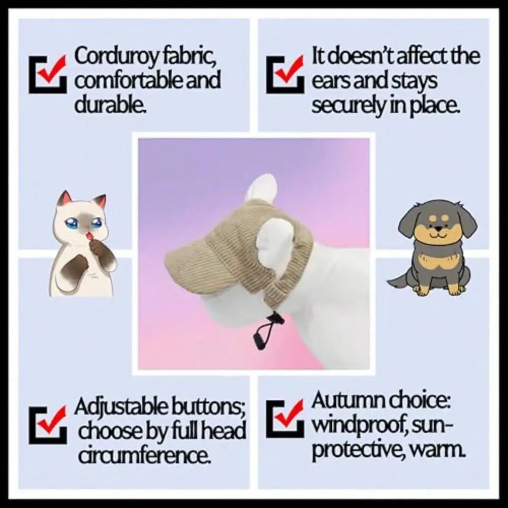 Pet Ear Hole Baseball Cap Sun Visor Hat For Dogs