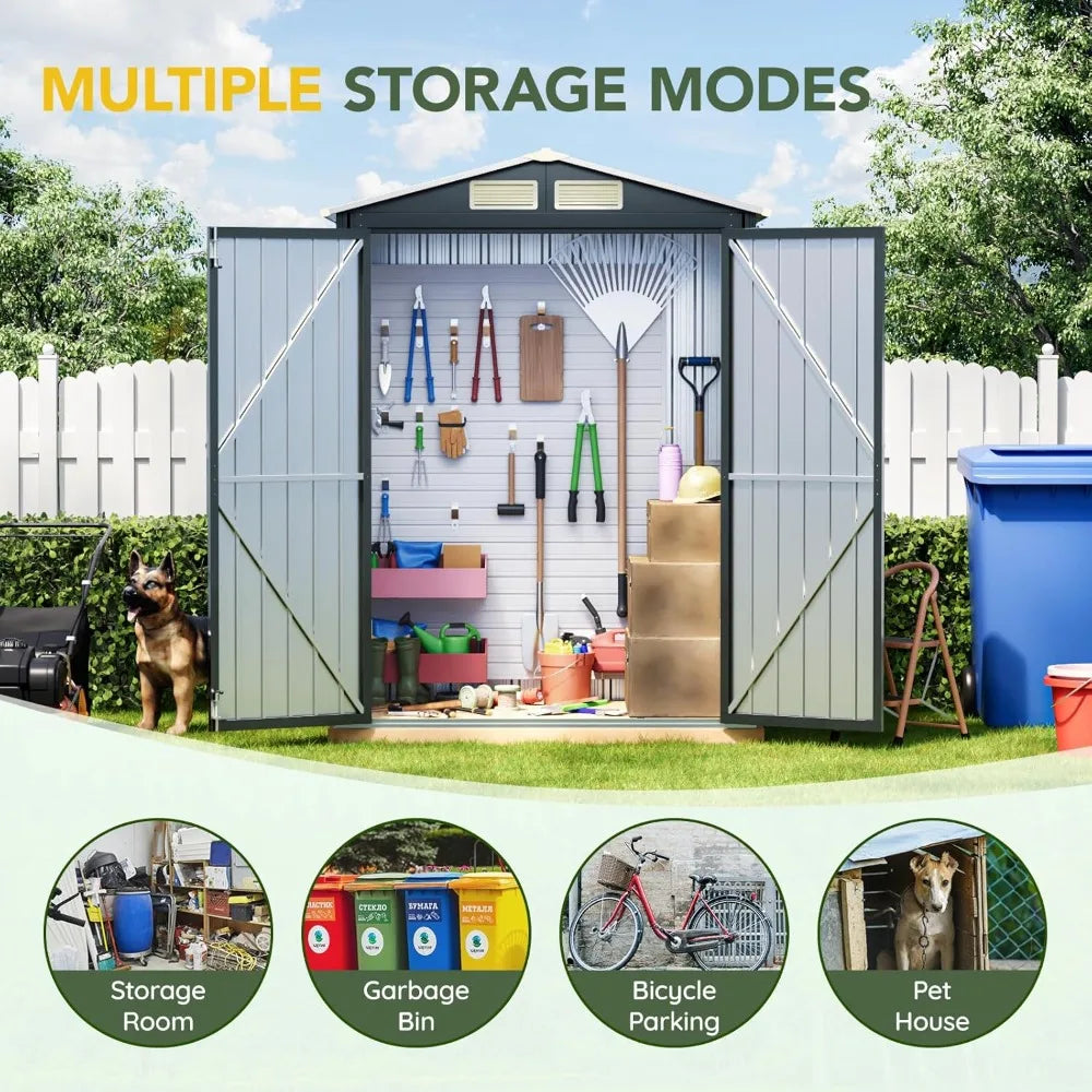 Vertical Outdoor Steel Storage Shed with Lockable Doors