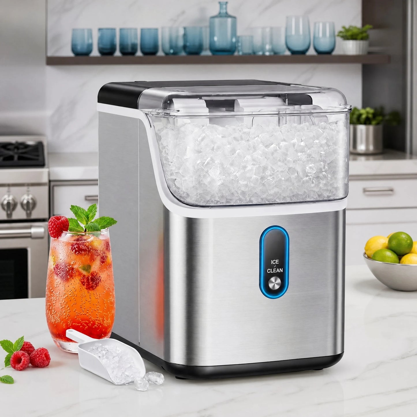 Philergo Nugget Ice Maker Countertop Pebble Ice 33 Lbs Output