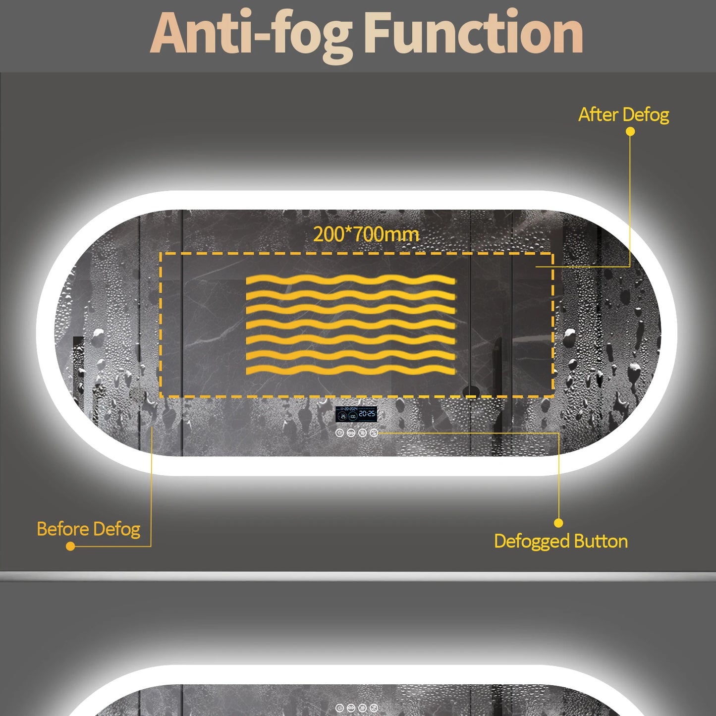 Wisfor Anti Fog Bluetooth Oval LED Bathroom Mirror