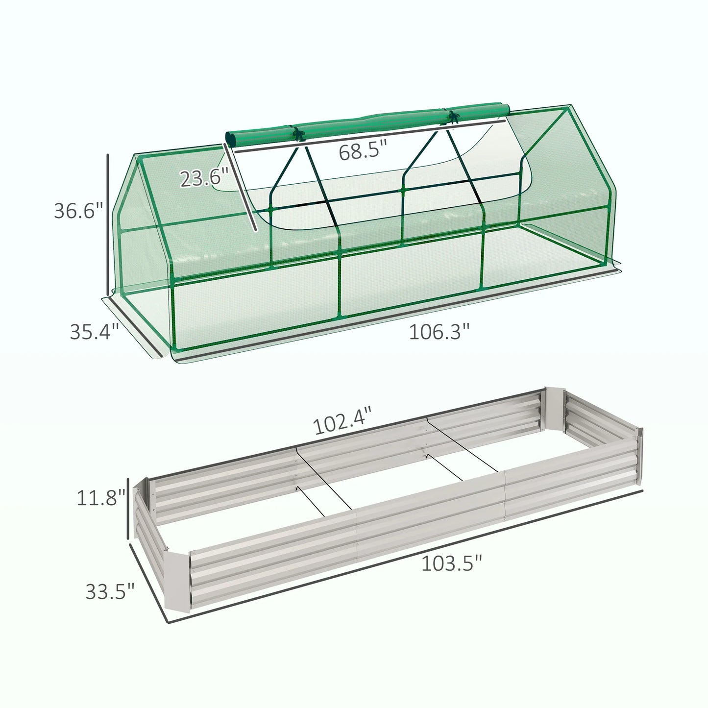 Outsunny Galvanized Raised Garden Bed With Mini Greenhouse Cover