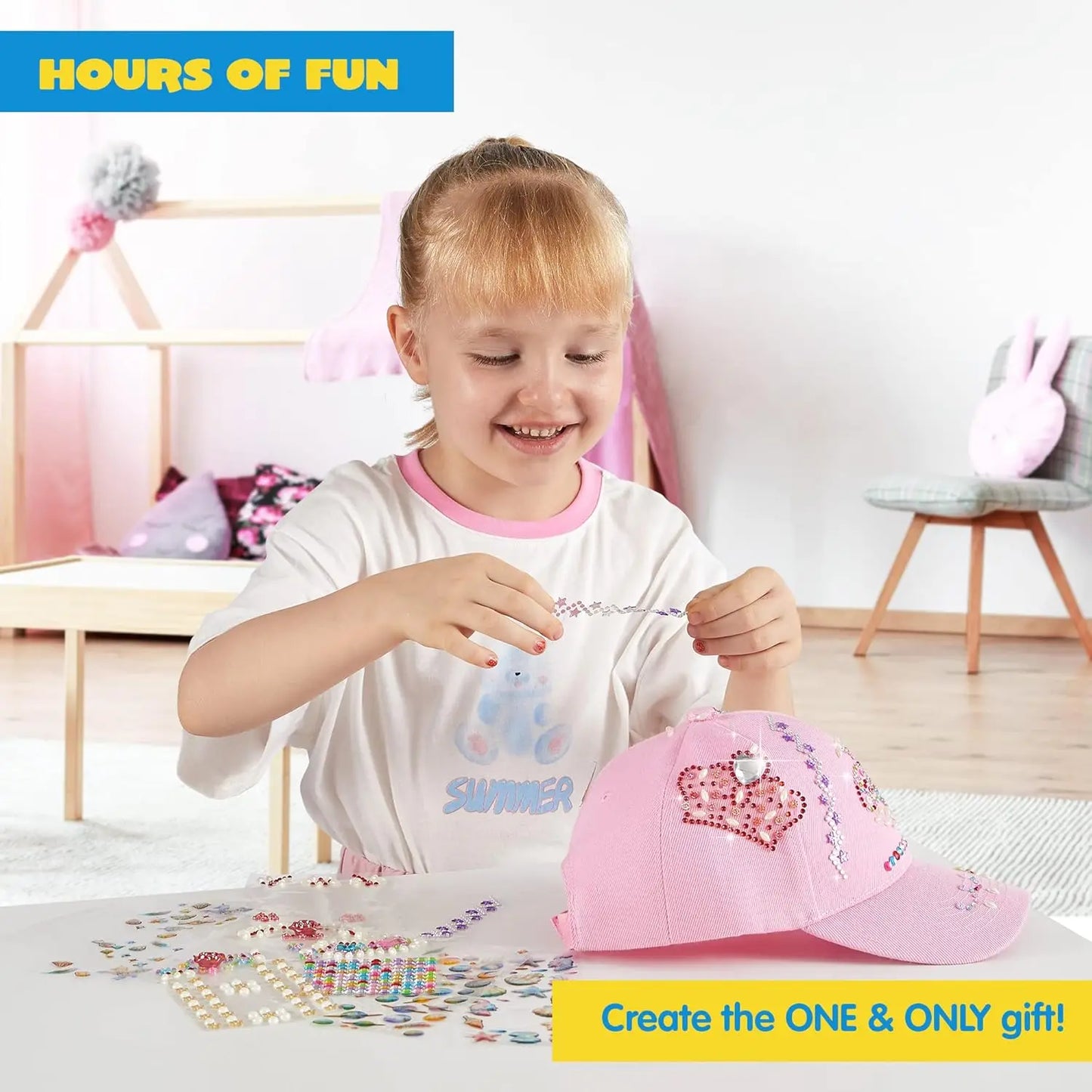 Joyfy Decorate Your Own Baseball Cap Art Kit With Gems And Stickers