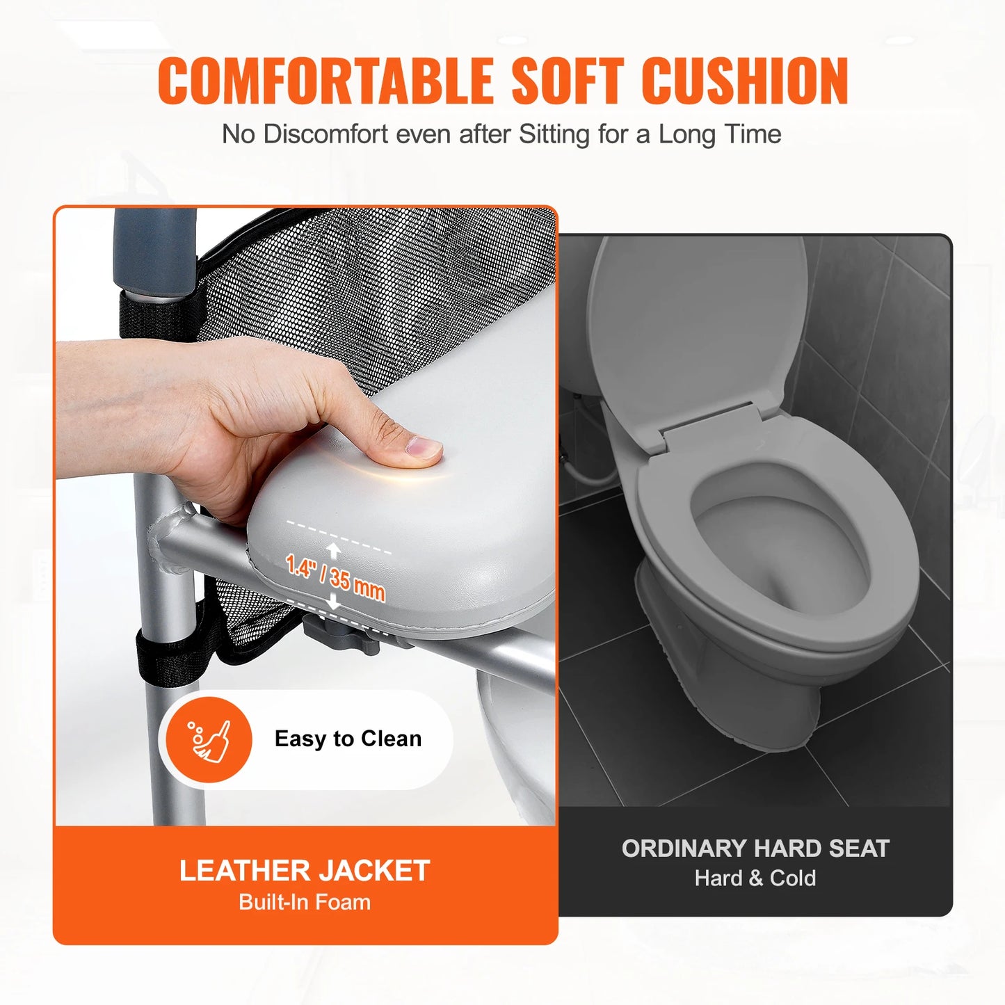SucceBuy Adjustable Raised Toilet Seat With Padded Aluminum Frame