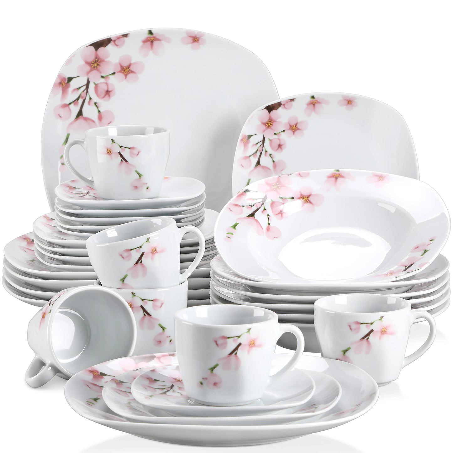 Malacasa Floral Porcelain Dinnerware Set Service For Six