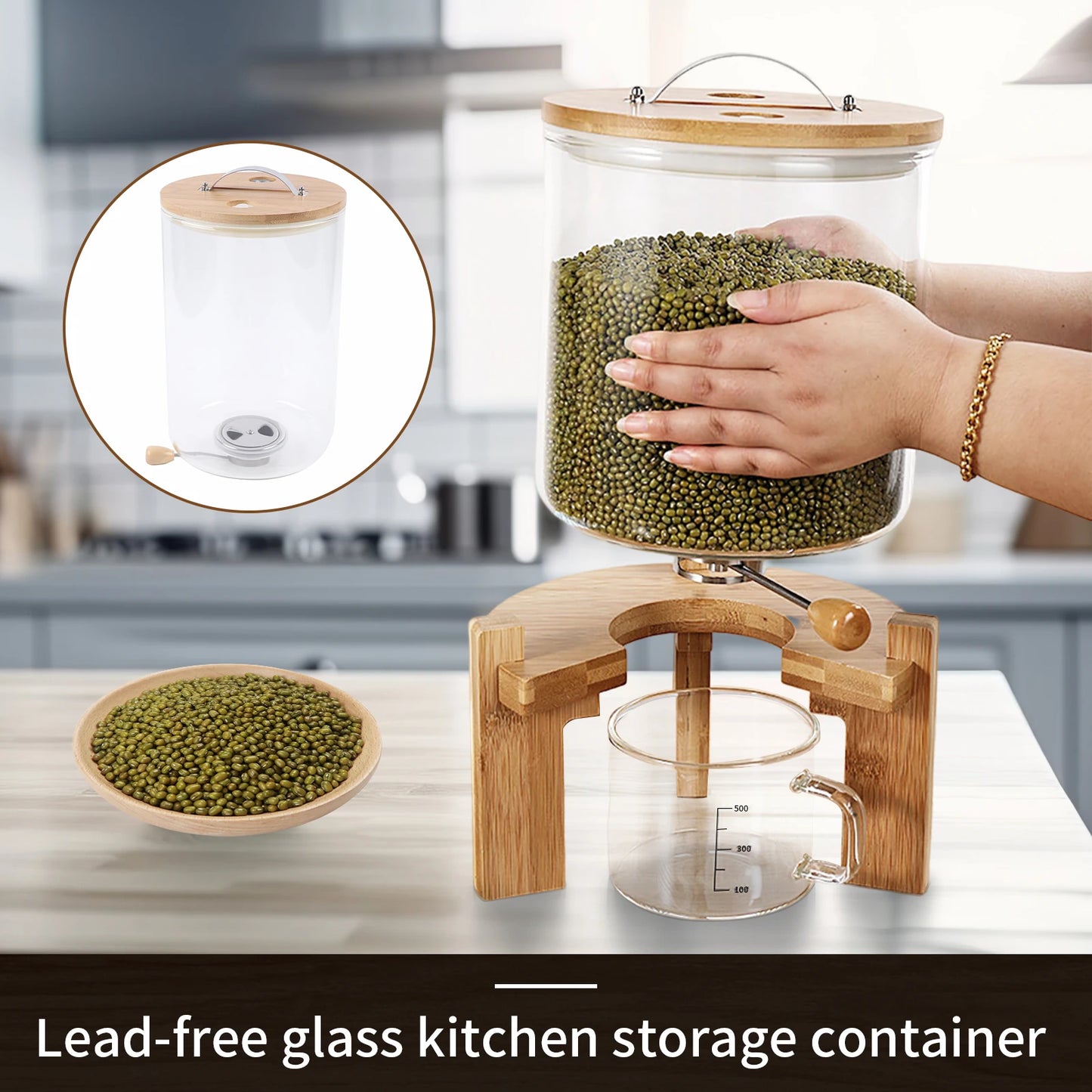 Glass Airtight Flour And Cereal Storage Container For Kitchen Organization