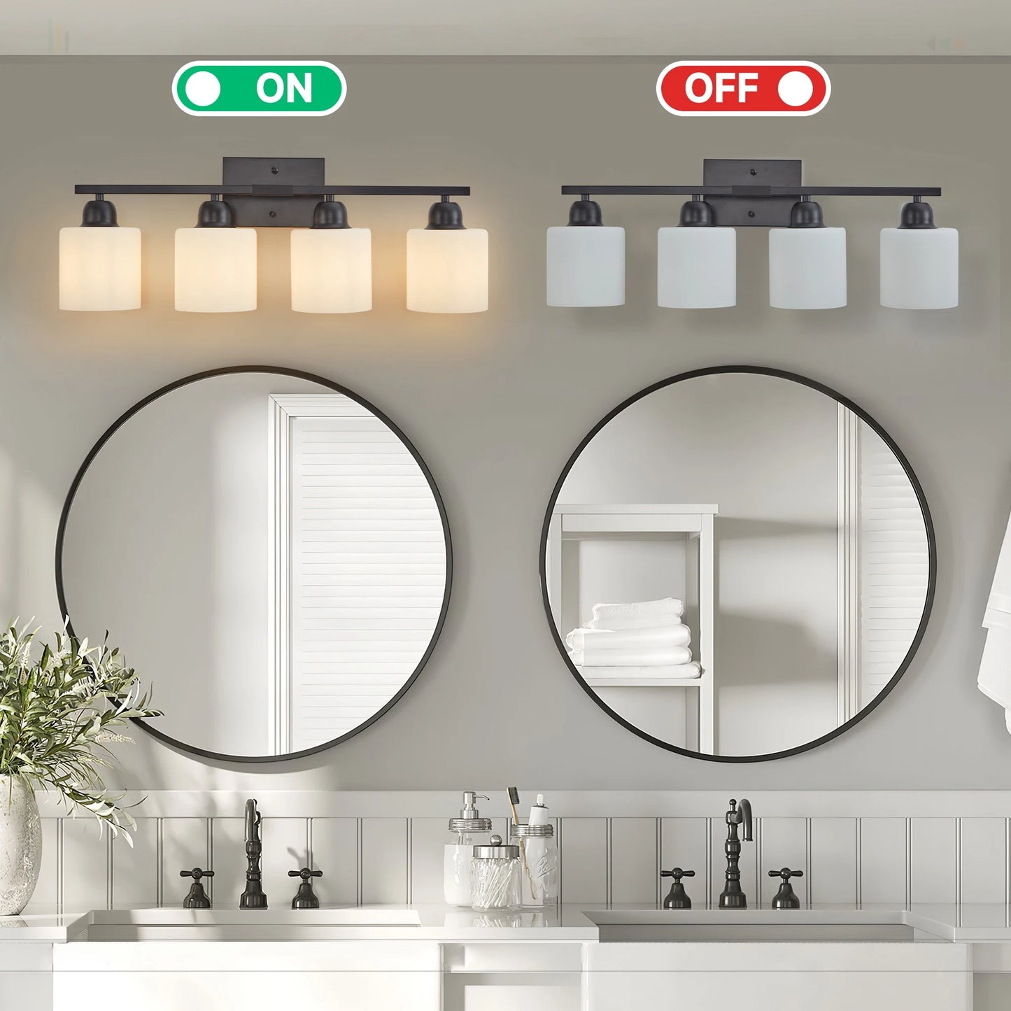 ARLGSITE Four-Light Vanity Light Fixture With Frosted Glass Shade
