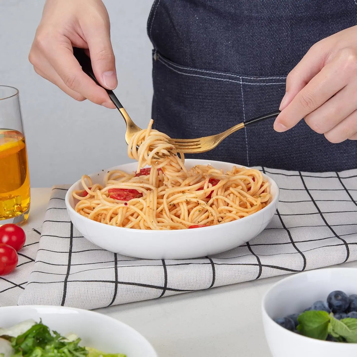 Porcelain Pasta Bowls Set 6 Pack Ceramic Dinnerware