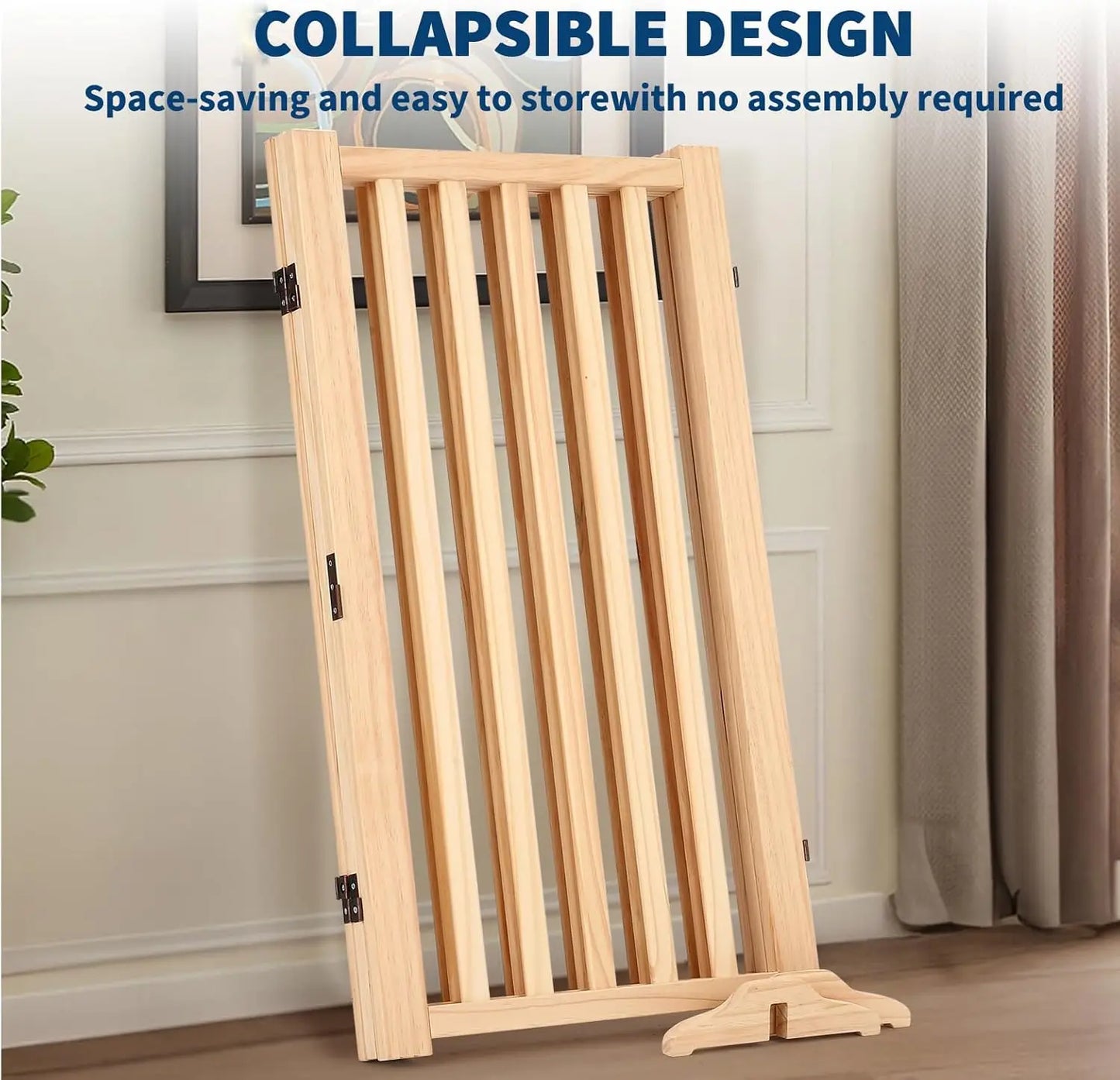 HiMISS Freestanding Wooden Dog Gate For Doorways And Stairs