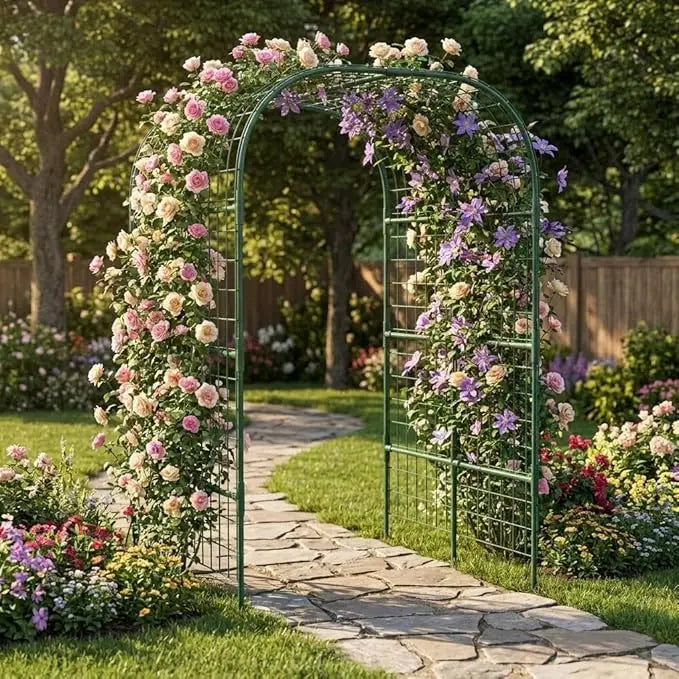 7.3 ft Metal Garden Arch Trellis, Heavy-Duty u-Shape Trellis for Raised Beds for Cucumbers, Melons, Climbing Plants & Flowers, Weather