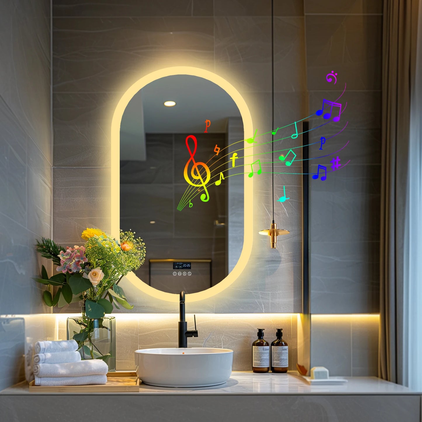 Wisfor Anti Fog Bluetooth Oval LED Bathroom Mirror