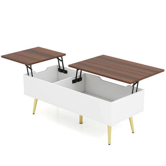 Homasis Lift Top Coffee Table With Twin Hidden Compartments