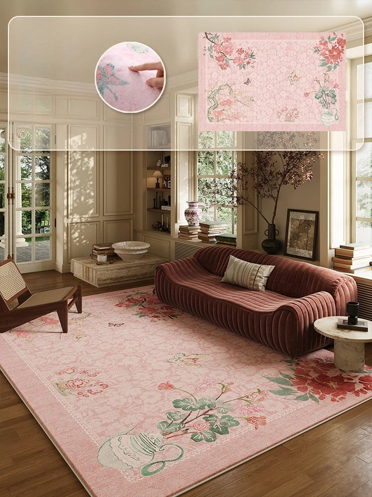 French Style Plush Floral Pattern Area Rug For Living Room Decor