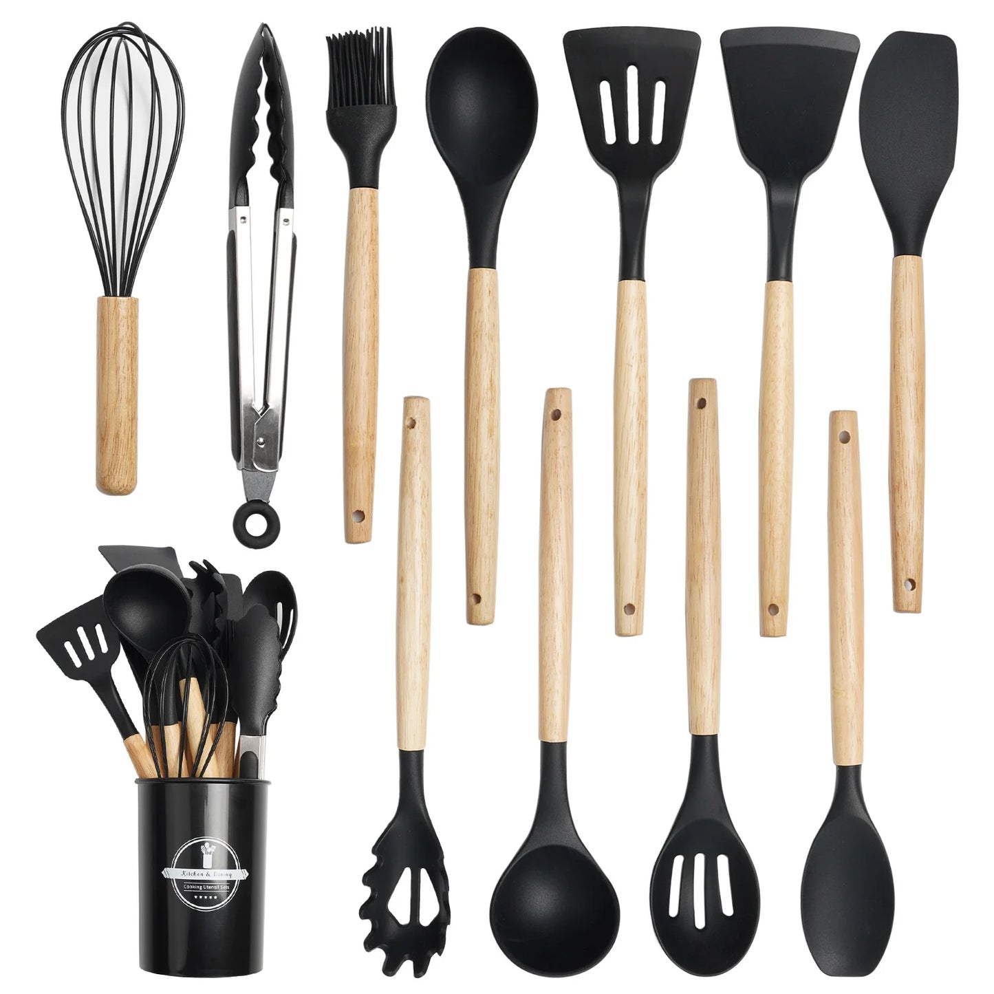 KOOMADE 12 Piece Heat Resistant Silicone Kitchen Utensil Set