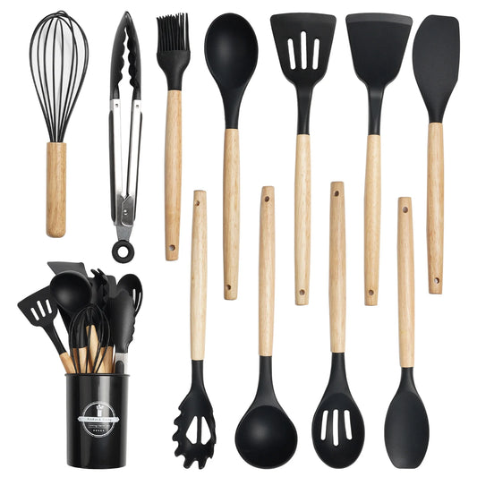 KOOMADE 12 Piece Heat Resistant Silicone Kitchen Utensil Set