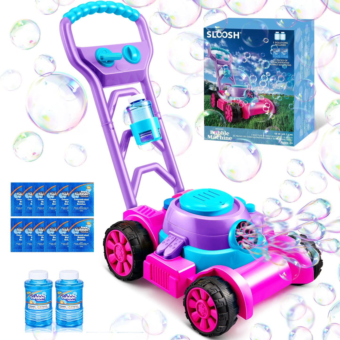 Joyfy Bubble Blower Lawn Mower Toy for Kids 3-6 Summer