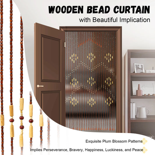 Wooden Bead Curtain For Luck And Prosperity, Living Room Decor