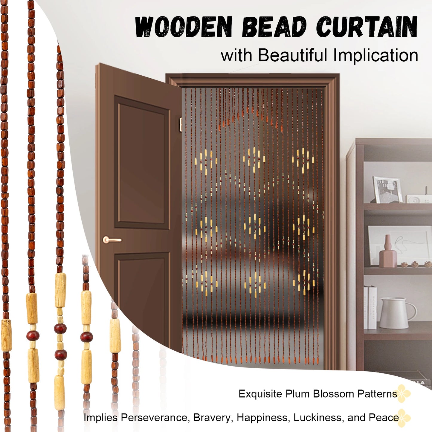 Wooden Bead Curtain:Durable, and Symbolic Home Décor for Luck and Prosperity  curtains for living room luxury  kitchen curtains