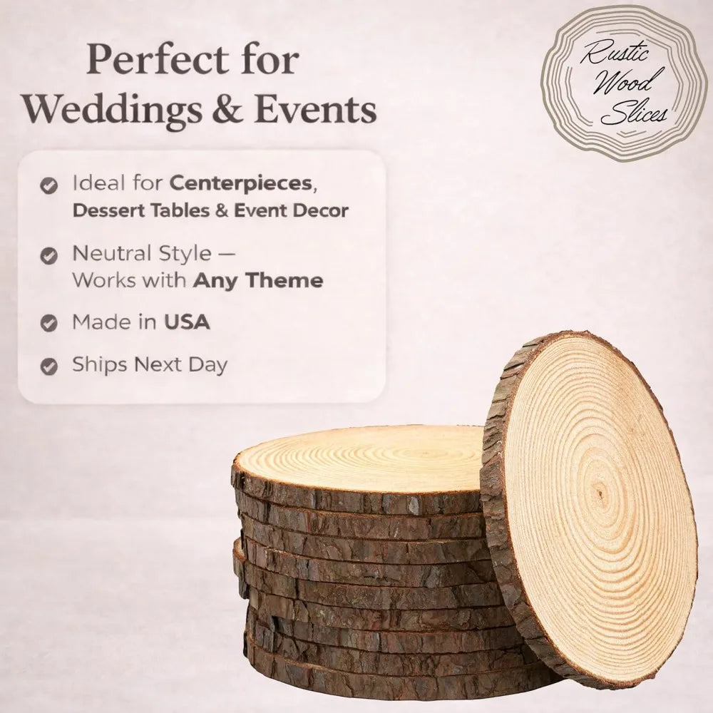 Unfinished Wood Slices Set For Centerpieces 12 Pack