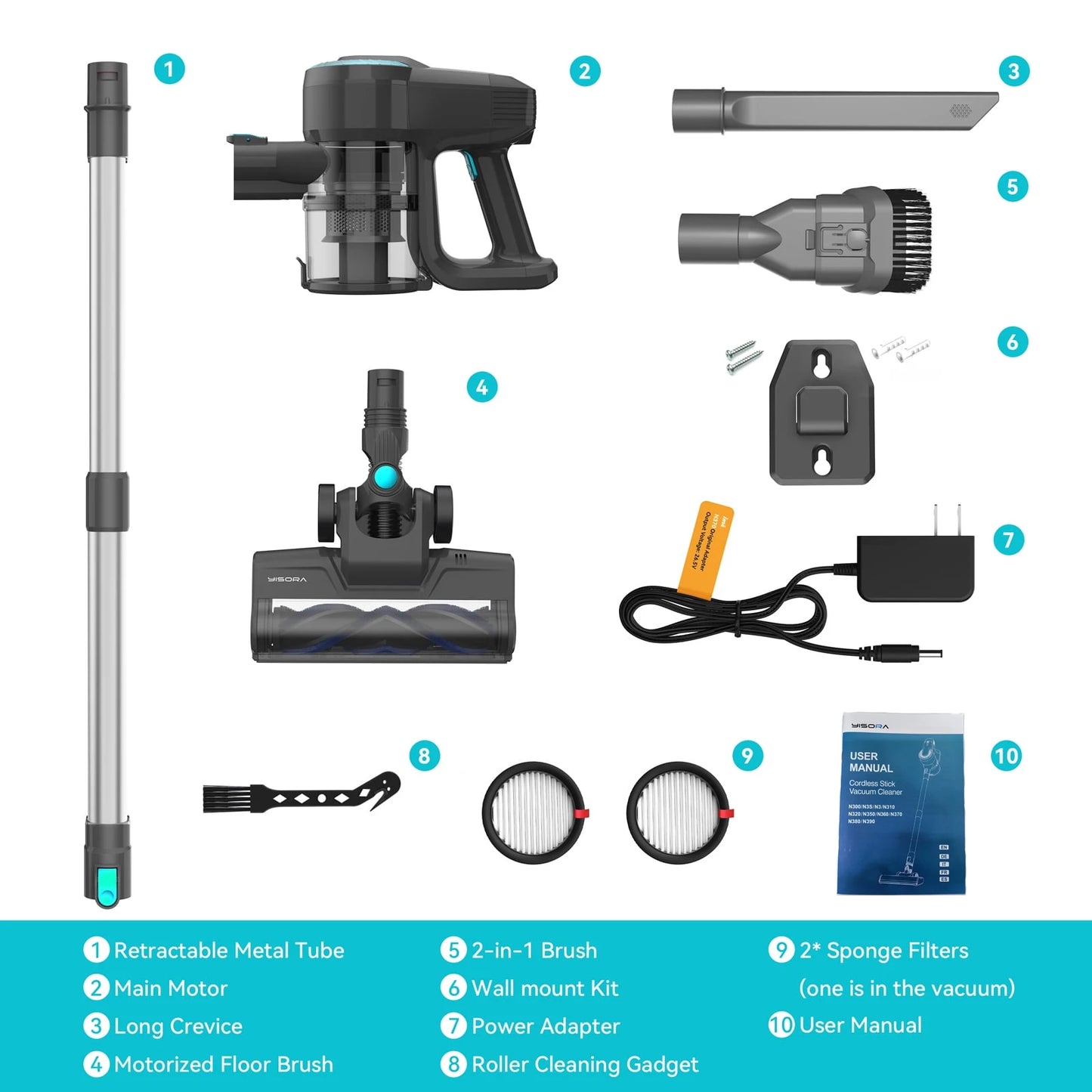 INSE YISORA N300 Cordless Upright Vacuum Cleaner For Carpets And Hard Floors