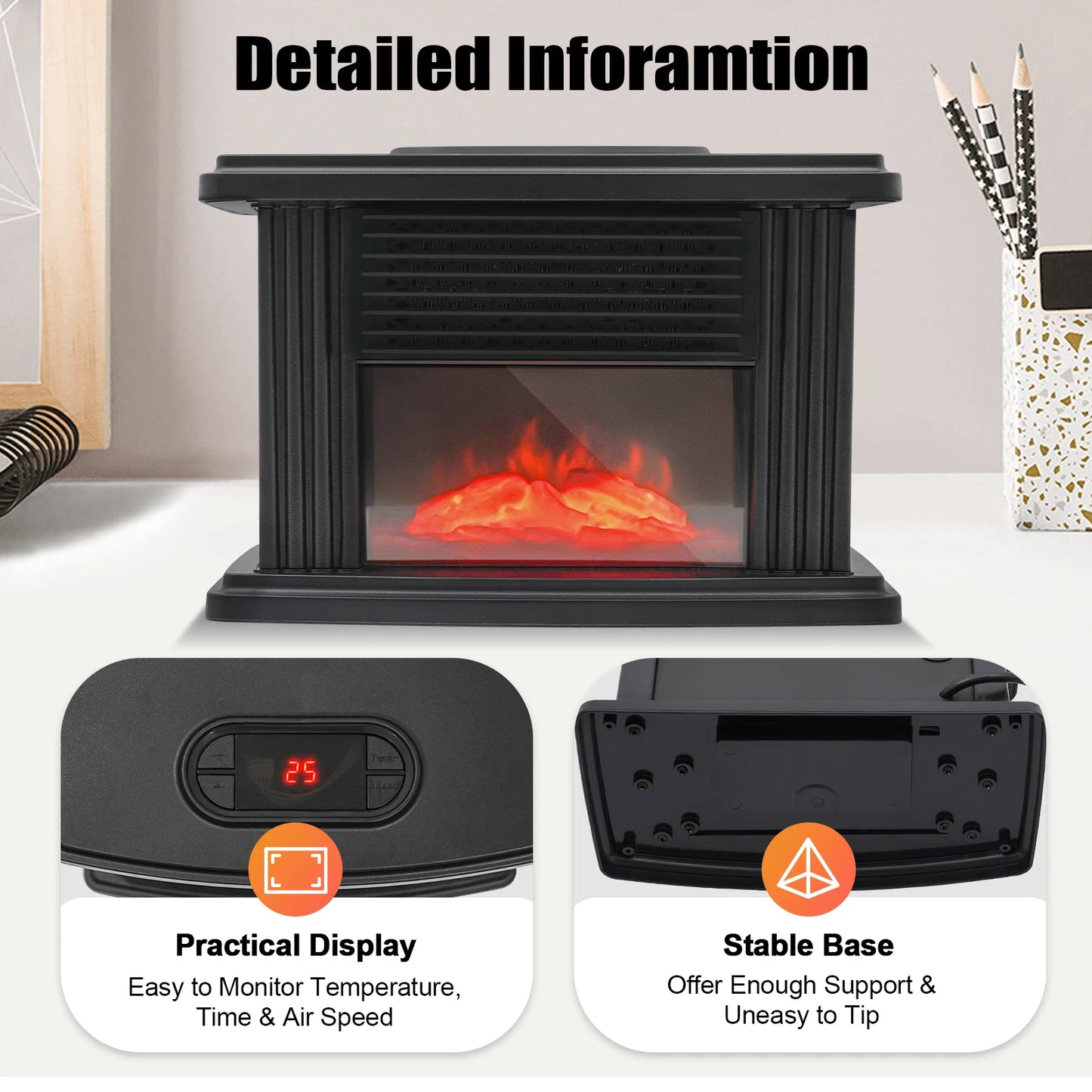 Sweetmile 1000W Electric Heater Fan For Small Rooms