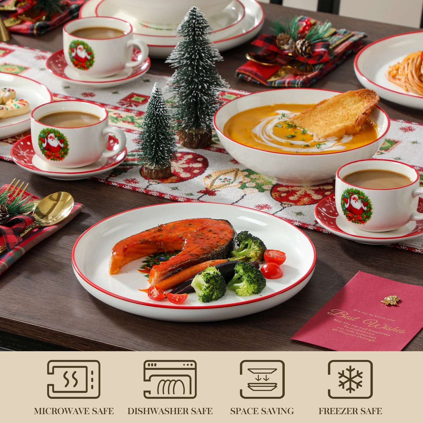 Malacasa Christmas Tree Ceramic Dinnerware Tableware Set