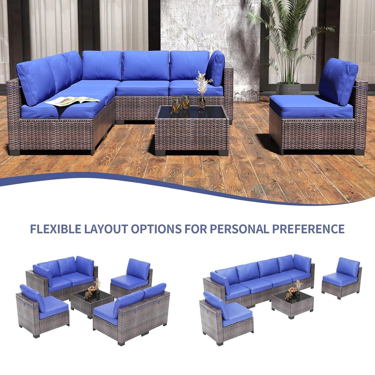 HobbyLane Modular Outdoor PE Rattan Wicker Sectional Sofa Set