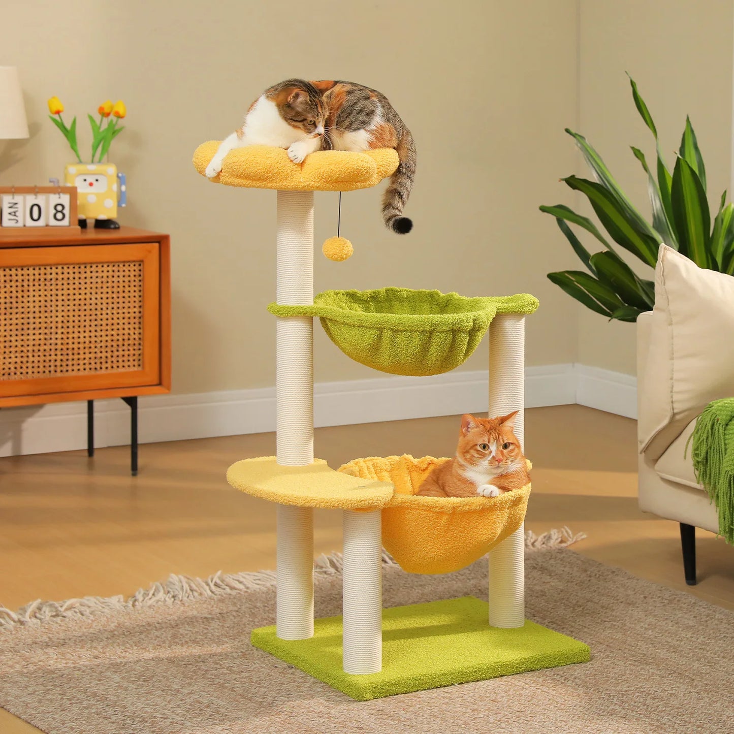 PAWZ Road Flower Cat Tree With Cozy Hammocks And Scratching Posts