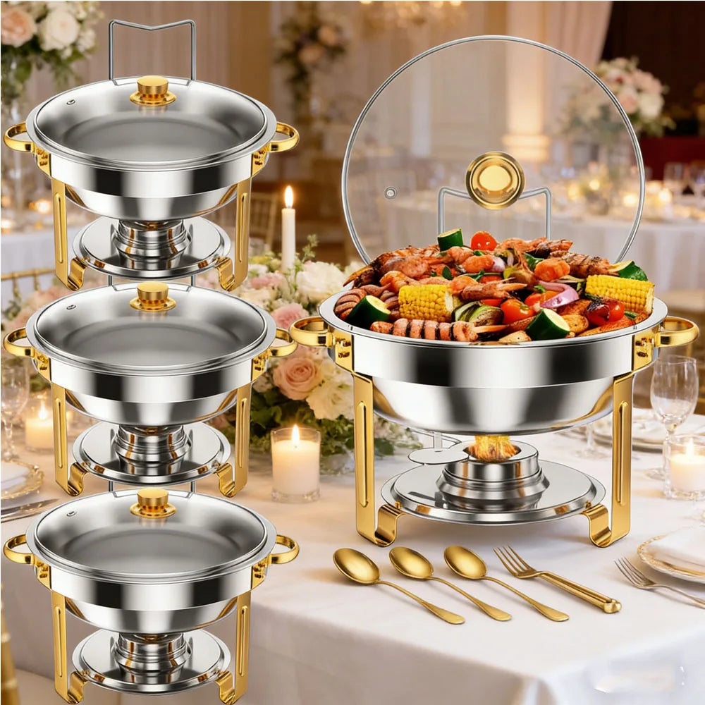 HiMISS Stainless Steel Chafing Dish Buffet Set With Glass Lids