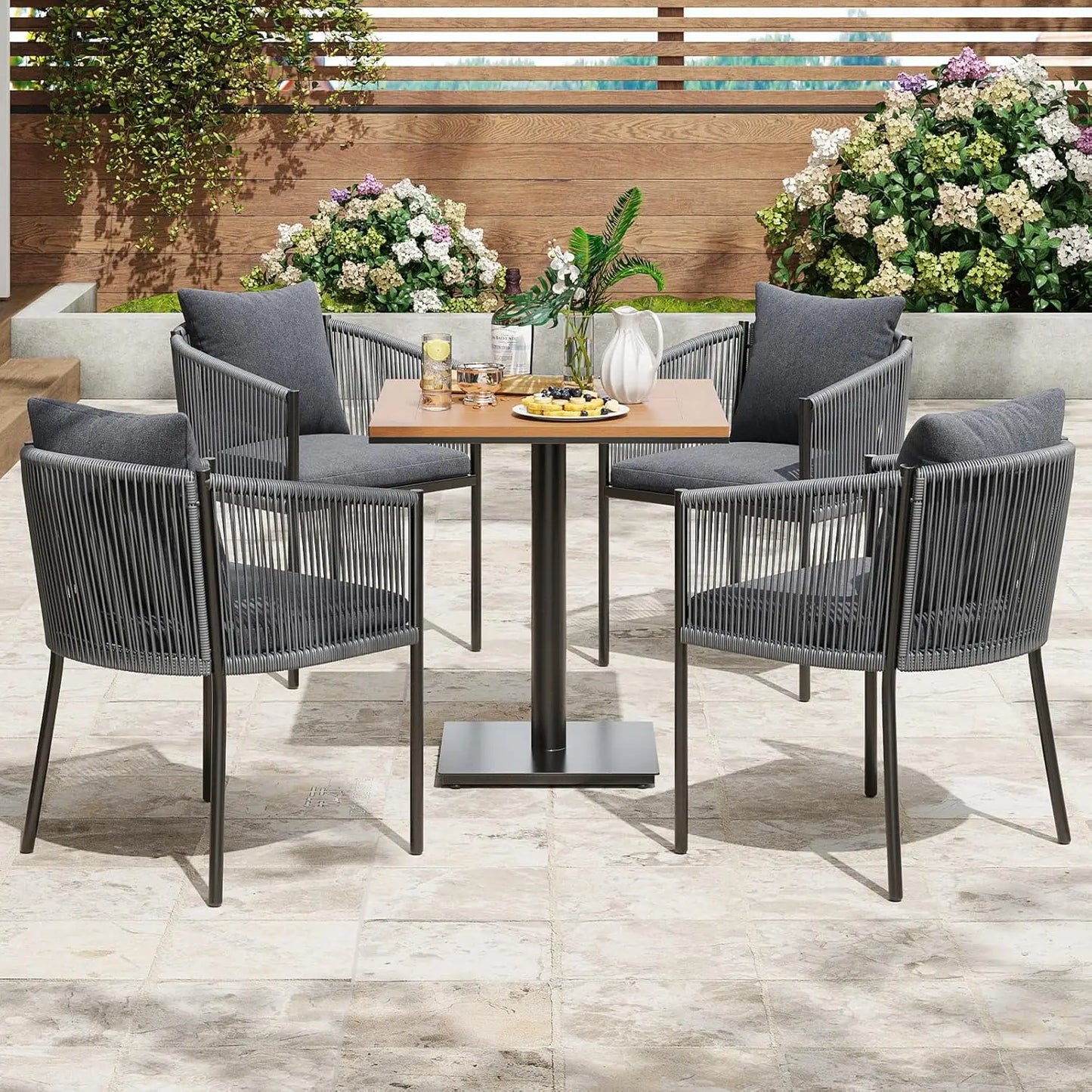 Set Of 2 Outdoor Rattan Wicker Patio Chairs For Garden