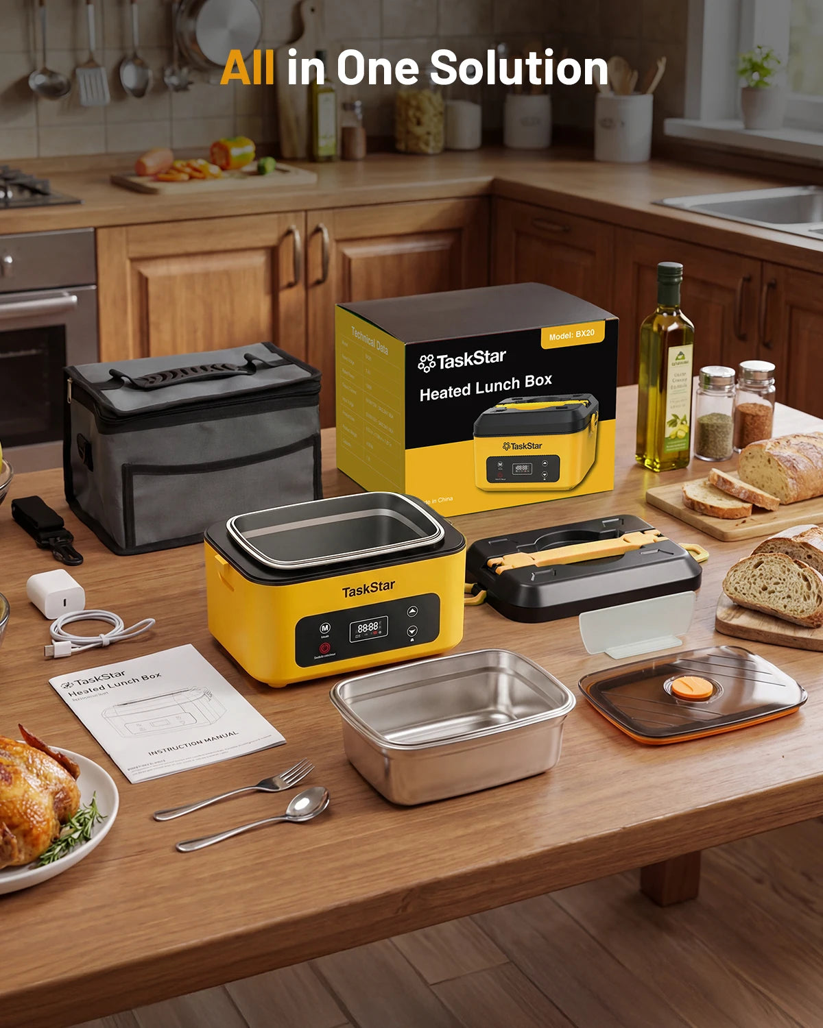 Cordless Electric Lunch Box With Custom Timer And Power Bank