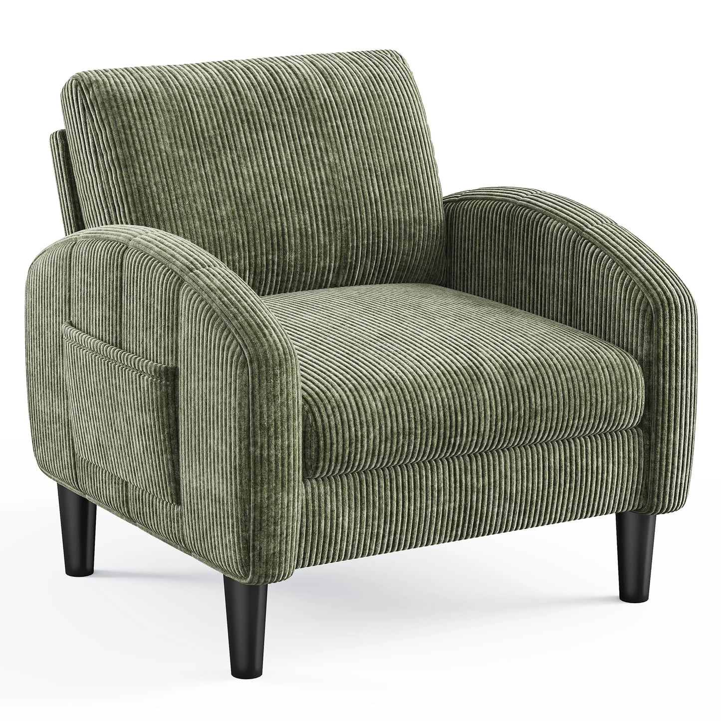 EnHomee Mid Century Modern Fabric Armchair With Side Pockets