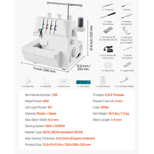 SucceBuy Serger Overlock Sewing Machine 2 3 4 Thread
