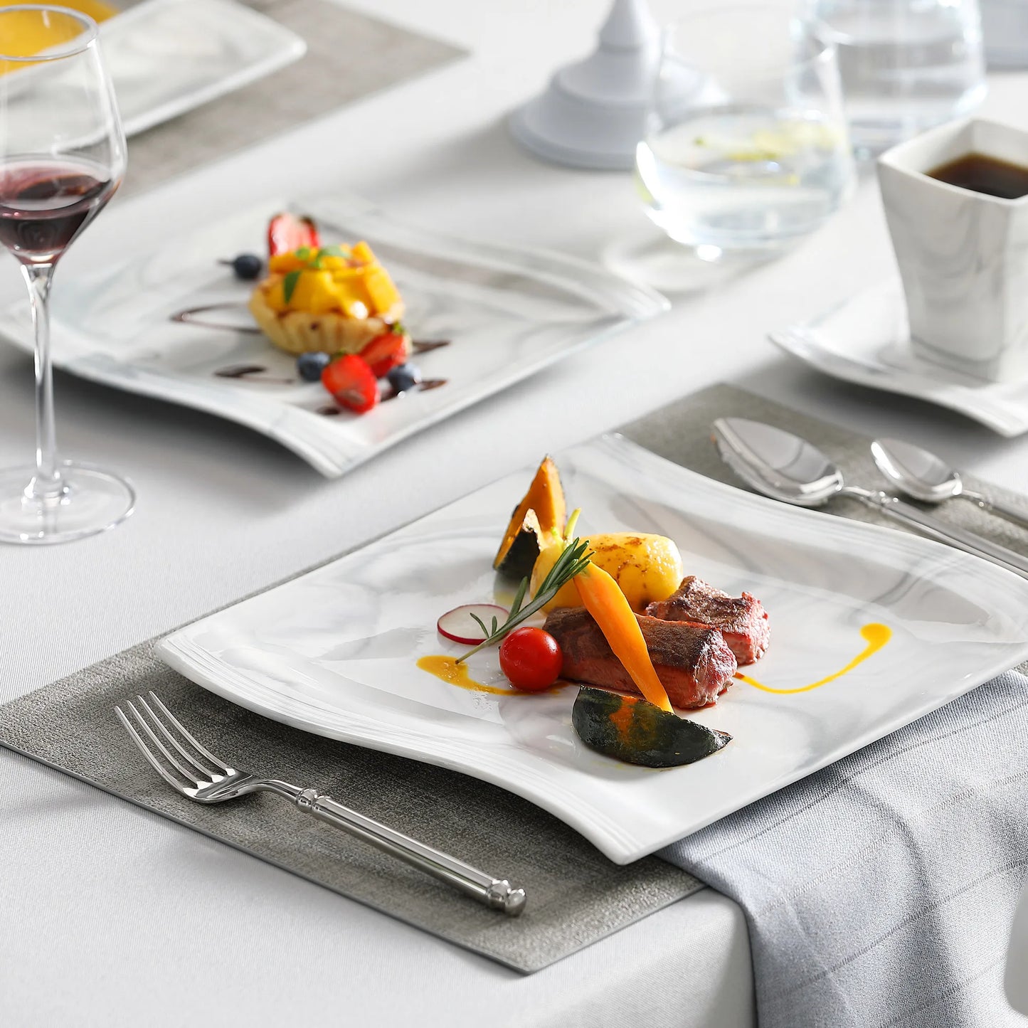 Malacasa Marble Porcelain Dinnerware Set With Cups And Saucers
