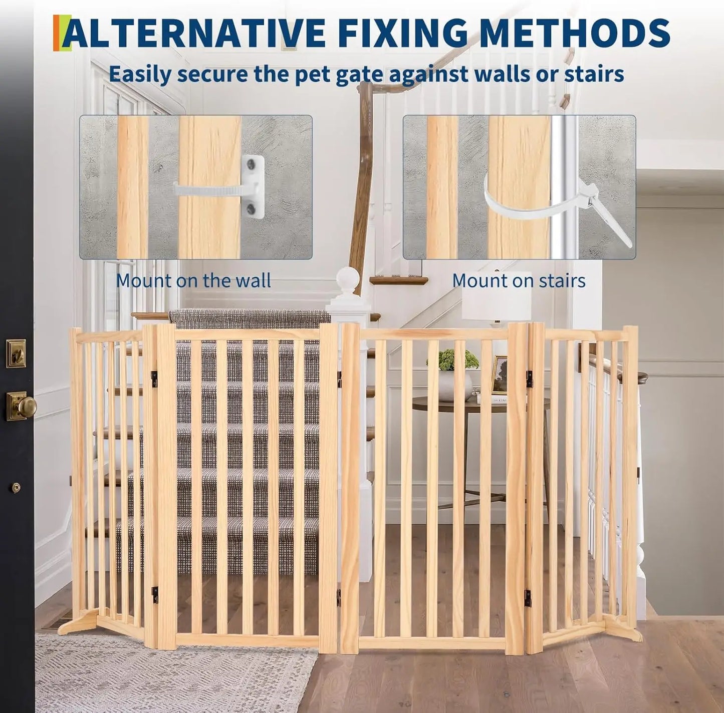 HiMISS Freestanding Wooden Dog Gate For Doorways And Stairs
