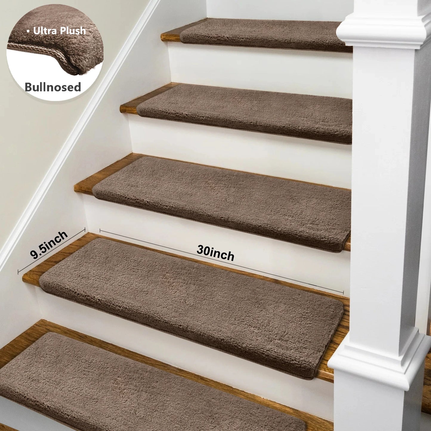 Bullnose Non Slip Stair Treads Self Adhesive Carpet Mats