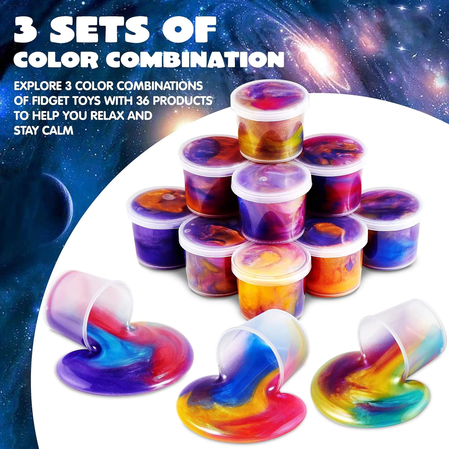 Joyfy Fun Galaxy Slime Cups Stretchy Classroom Party Favors