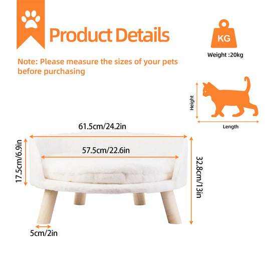 BINGOPAW Raised Pet Sofa Bed With Removable Cushion