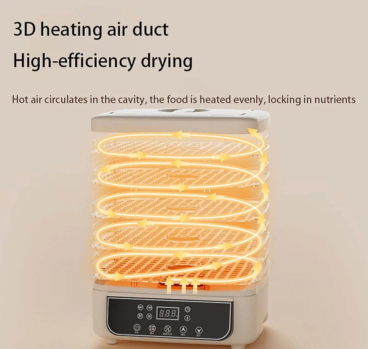 Five Layer Fruit Dehydrator With Adjustable Temperature Control