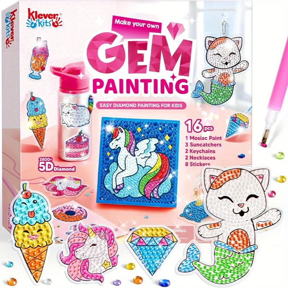 Joyfy 16 Projects Gem Painting Kit With 5D Gems For Girls 6-12