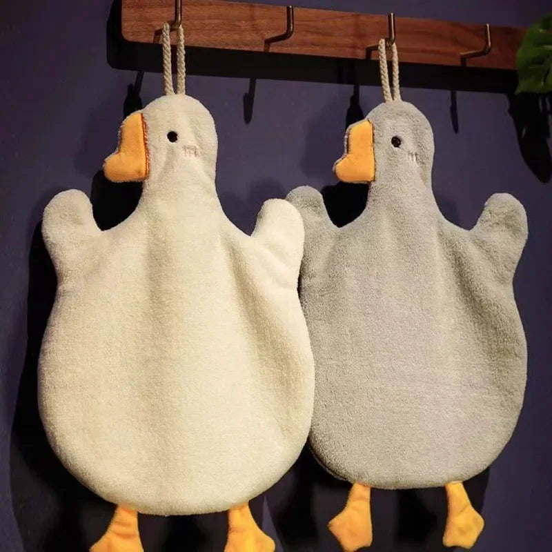 Cartoon Goose Hand Towel Polyester Cotton Hanging Absorbent Kitchen And Bathroom