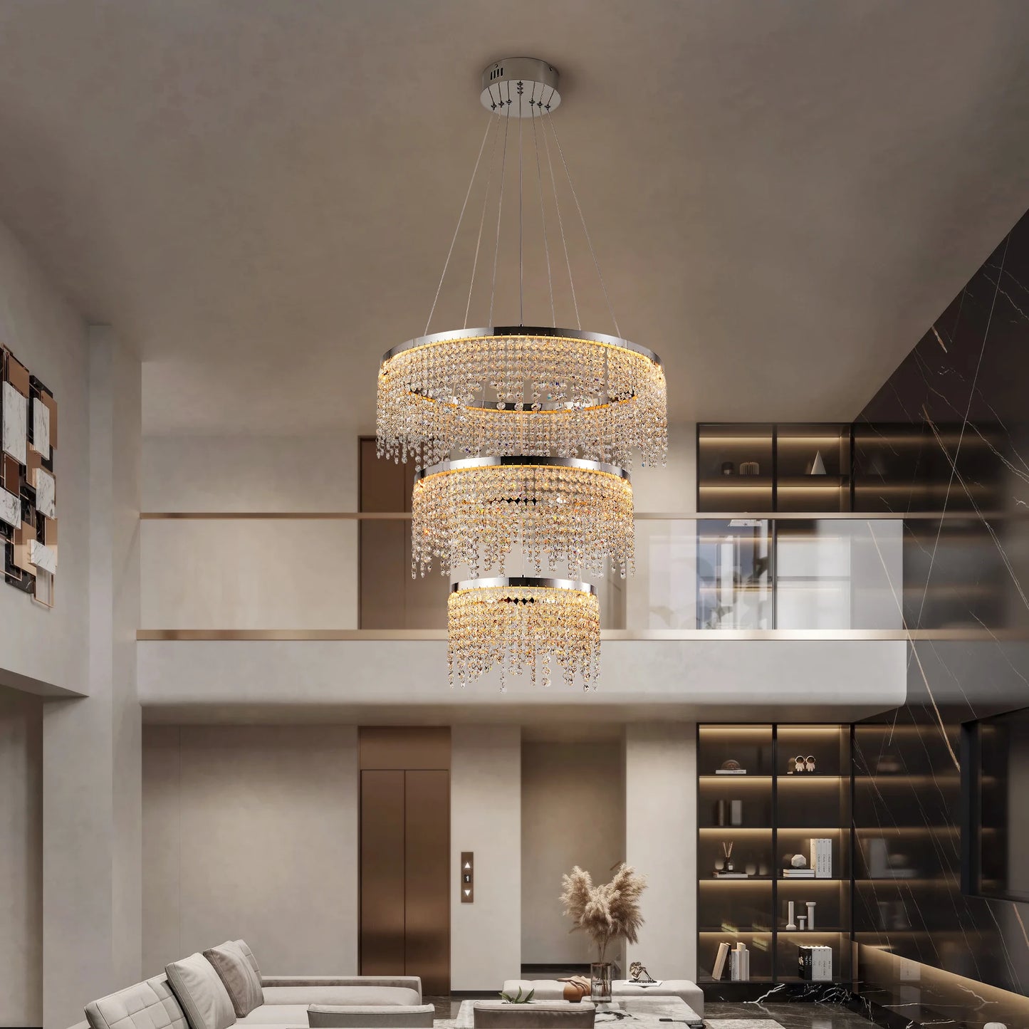 Crystal Chandelier Pendant Light Adjustable Color Temperature 3000K To 6000K