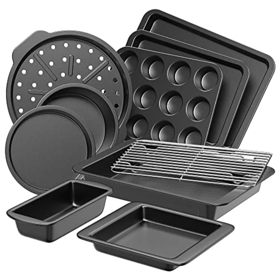 Nonstick Bakeware Set With Rack Includes Cookie Sheet Cake Pan